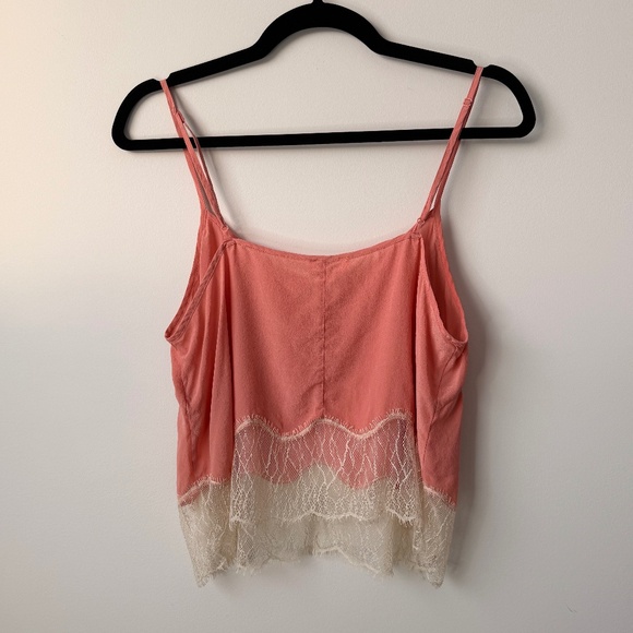Aritzia Wilfred Silk Lace Crop Tank - Pink - Picture 4 of 4